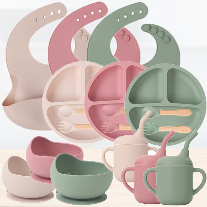 Baby Food Equipment - Children's silicone tableware set Baby Complementary