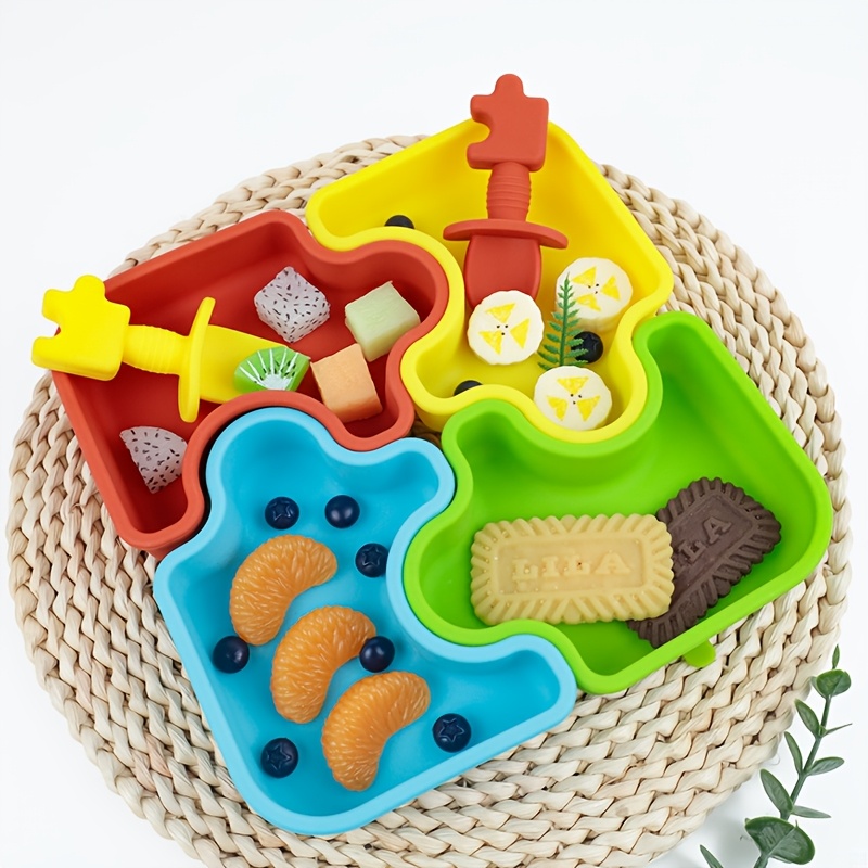 Baby Food Tray - 6pcs/Set baby Silicone Feeding Utensil Includes